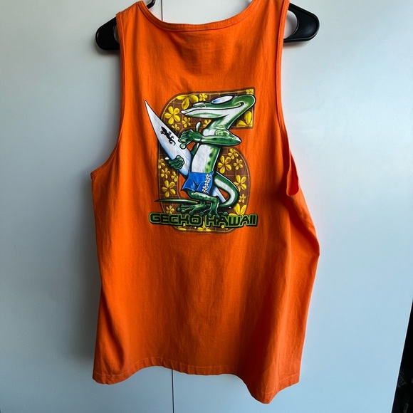 GECKO HAWAII. Large. Orange. Mens Tank Top. Vintage. Front and back graphic. - Picture 4 of 8